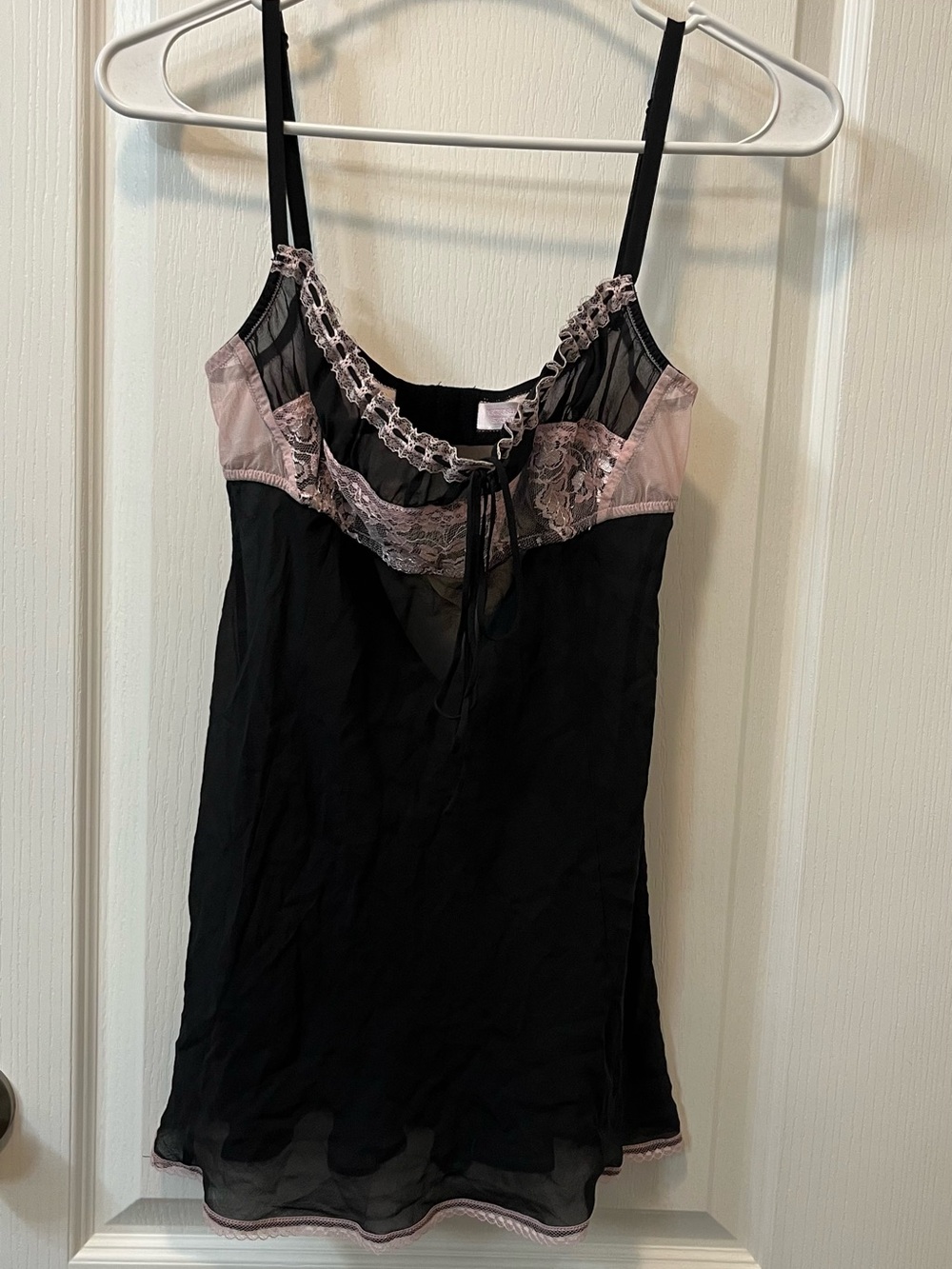 Victoria's Secret Black and Blush Lace Slip